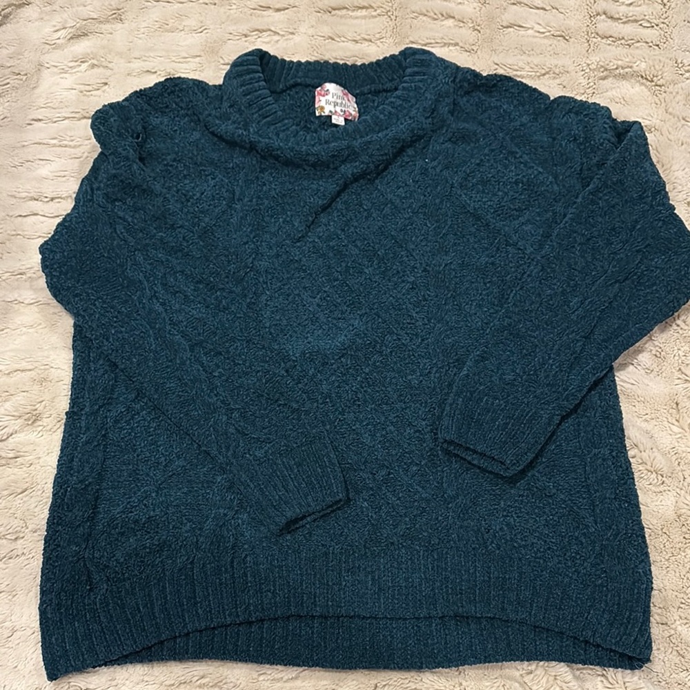 Pink Republic Blue Cowl Neck Sweater with Chunky Knit